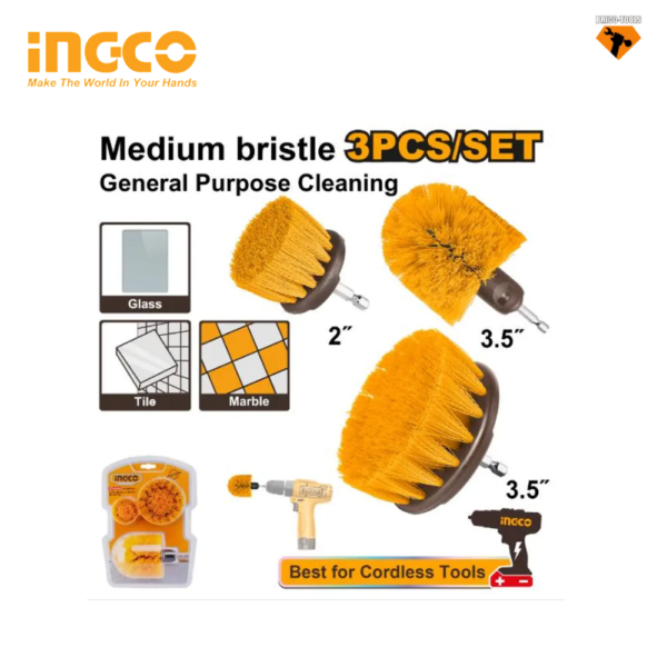 3 PIECES MEDIUM BRISTLE BRUSH SET WCBM0301