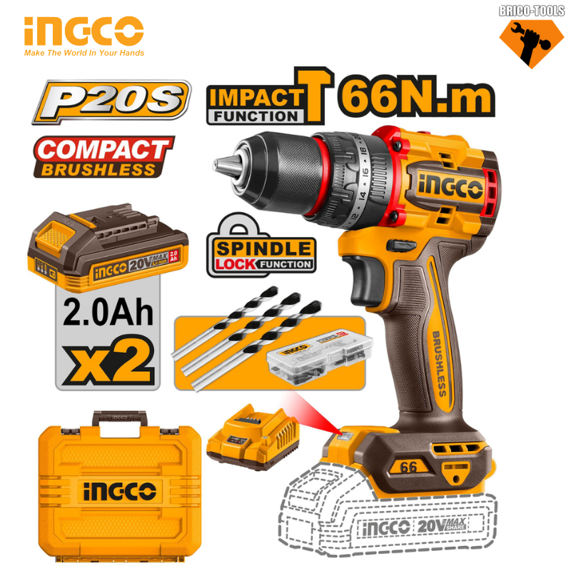 VISSEUSE INGCO 20V 2-BATTERIE 66N.M CDLI20668