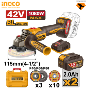 MEULE À DISQUE SANS FIL 42V AVEC 2 BATTERIES 2,0 AH CAGLI4108112