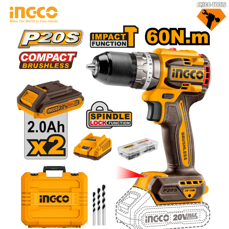 VISSEUSE 20V BRUSHLESS 60N.M INGCO CDLI20602