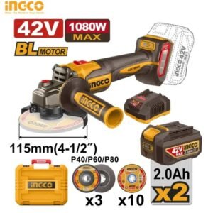 MEULE À DISQUE SANS FIL 42V AVEC 2 BATTERIES 2,0 AH 42V CAGLI4108112