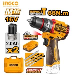 PERCEUSE À PERCUSSION SANS FIL COMPACTE 16V 66N.M INGCO DE 10 MM CIDLI166062