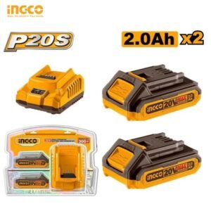 PACK 2 BATTERIE 20V 2.0AH + CHARGEUR  INGCO FBCPK1222