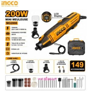 MINI MEULEUSE 200W AVEC 149 PIECES ACCESSOIRES INGCO MG2008