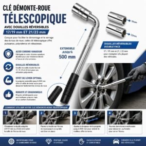 CLÉ DÉMONTE-ROUE TÉLESCOPIQUE