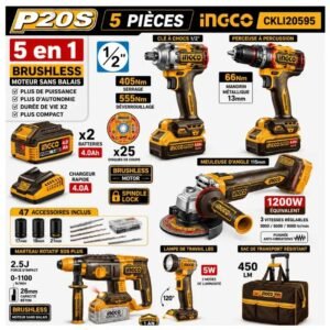 KIT 5 PIÈCES INGCO CKLI20595