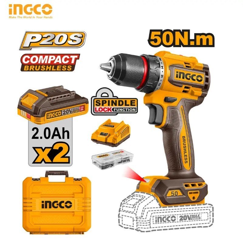 PERCEUSE-VISSEUSE INGCO 20V LI-ION BL 50NM CDLI205062